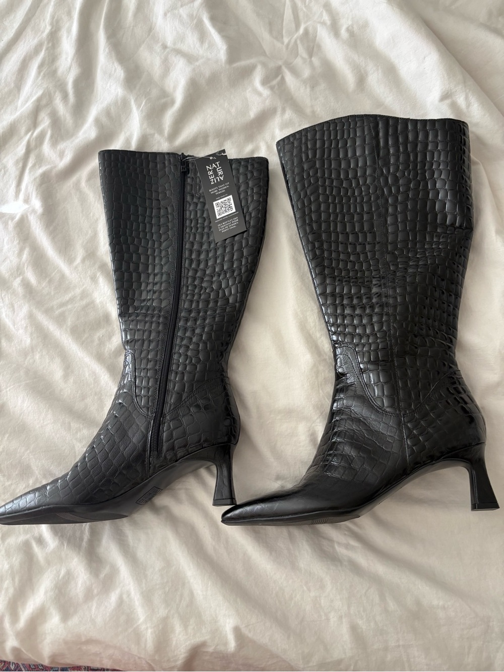 Naturalizer DEESHA black kitten heel boots extra wide calf